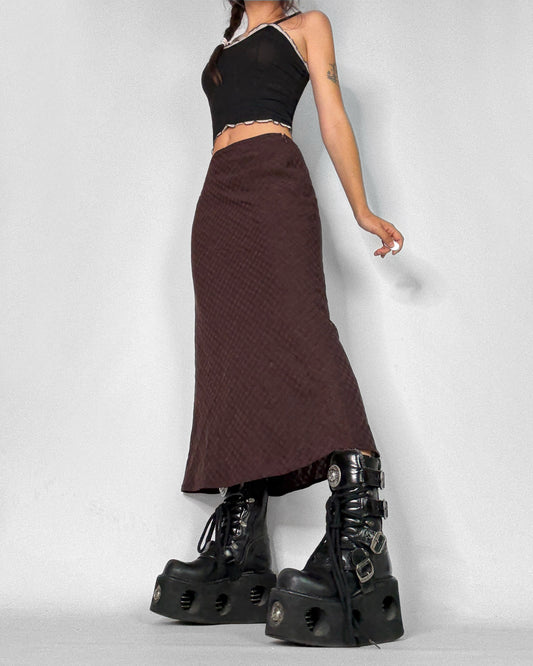 2000s maroon long skirt