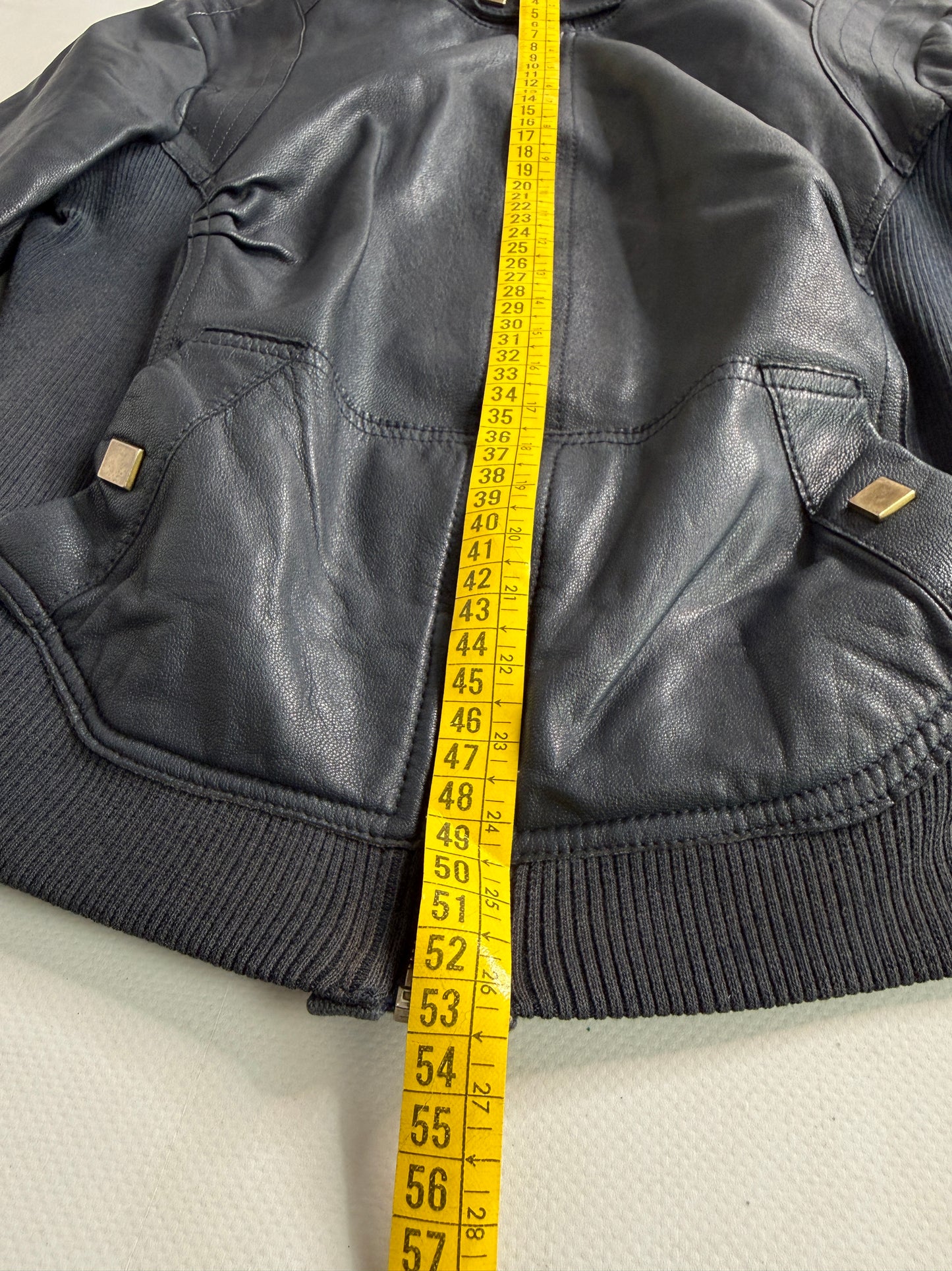 Vintage navy leather biker