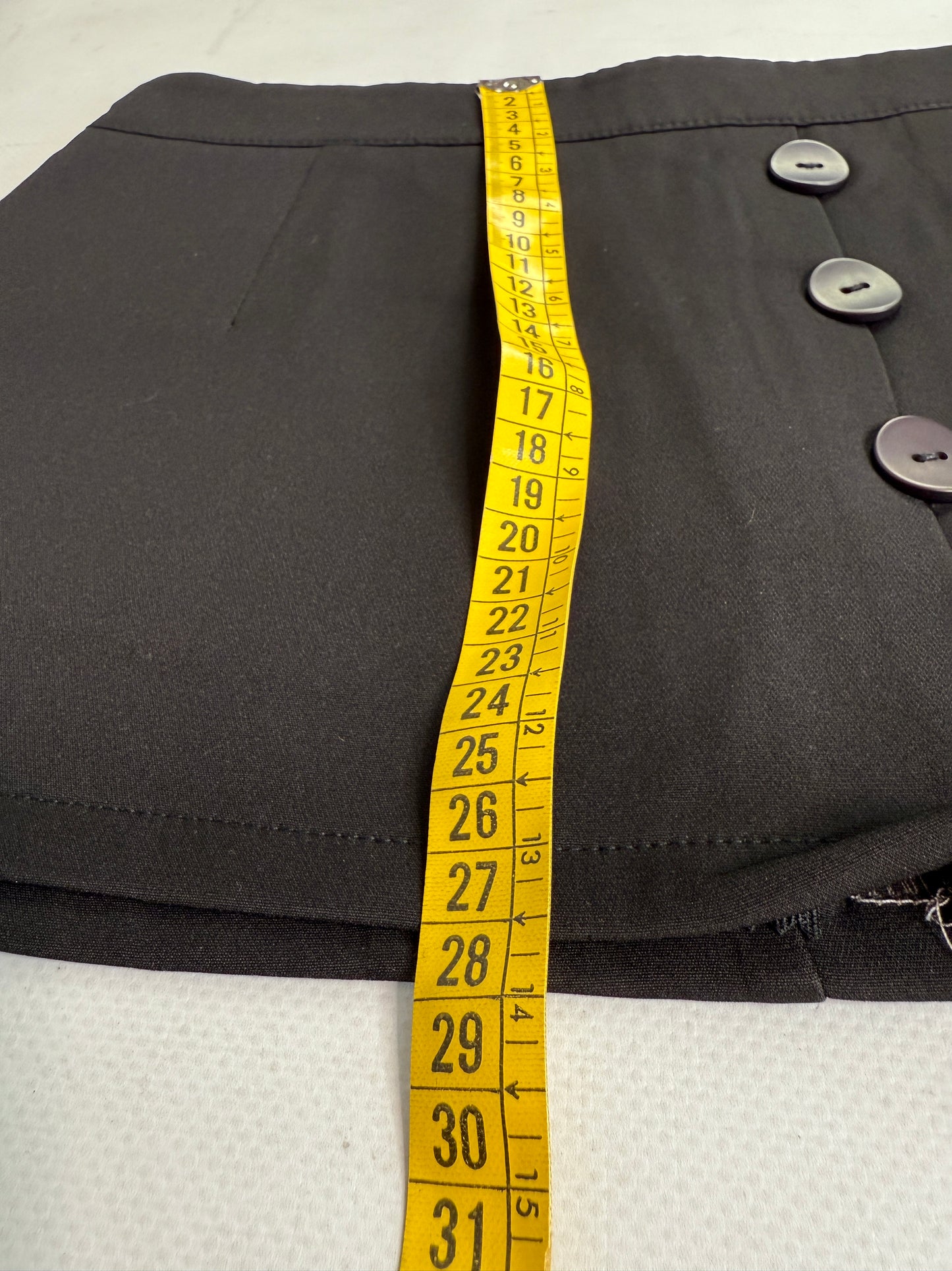 office siren black mini low rise skirt buttons