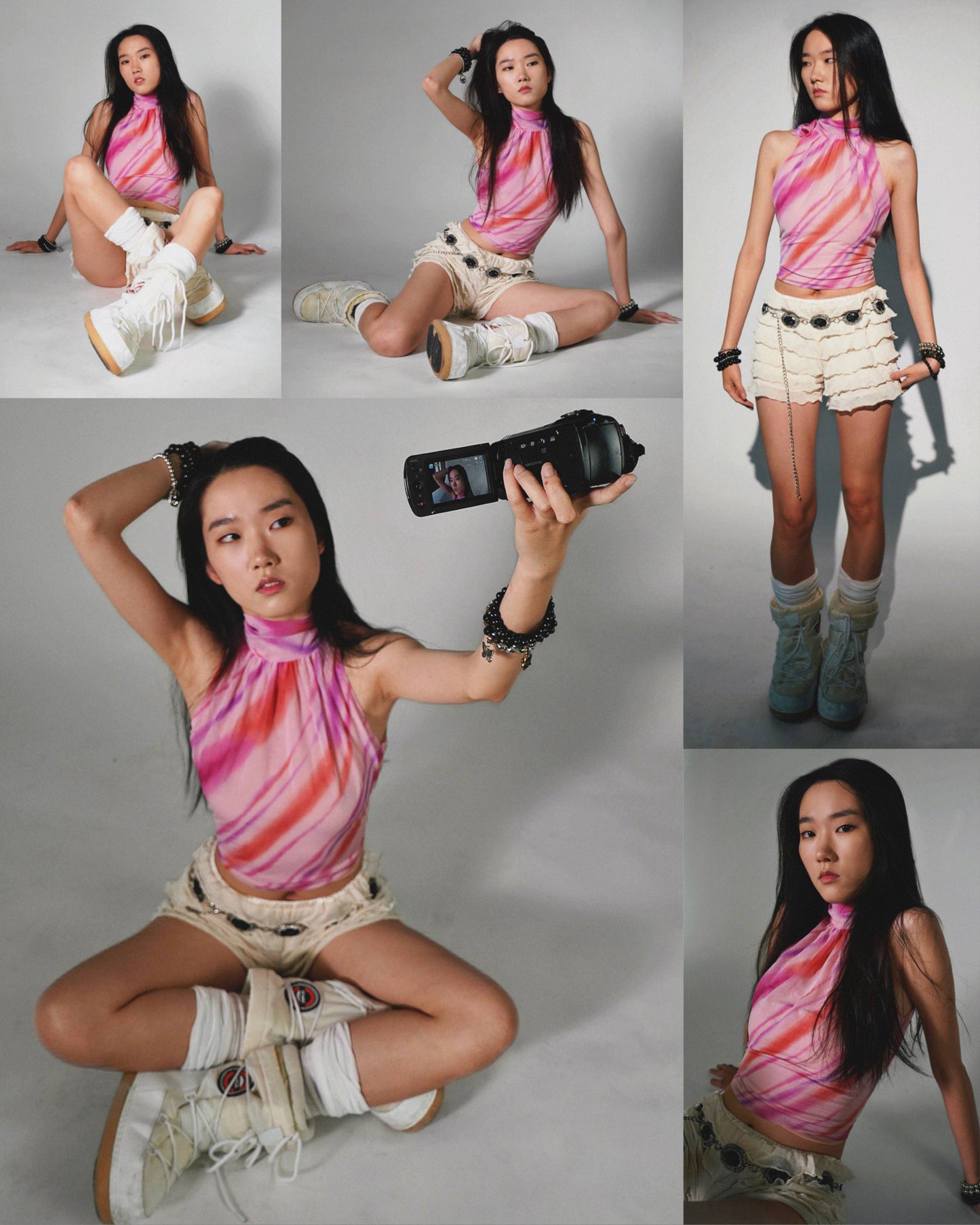 Vintage Y2K summer pink striped halter top