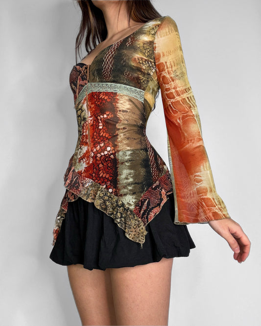 Vintage boho long sleeve top