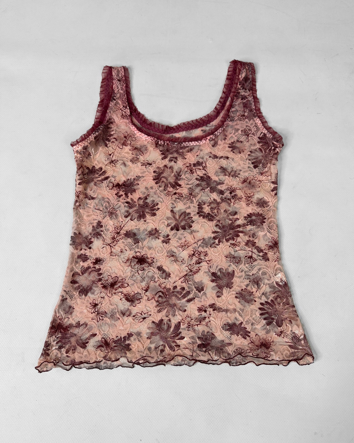 Vintage 2000s coquette floral lace top