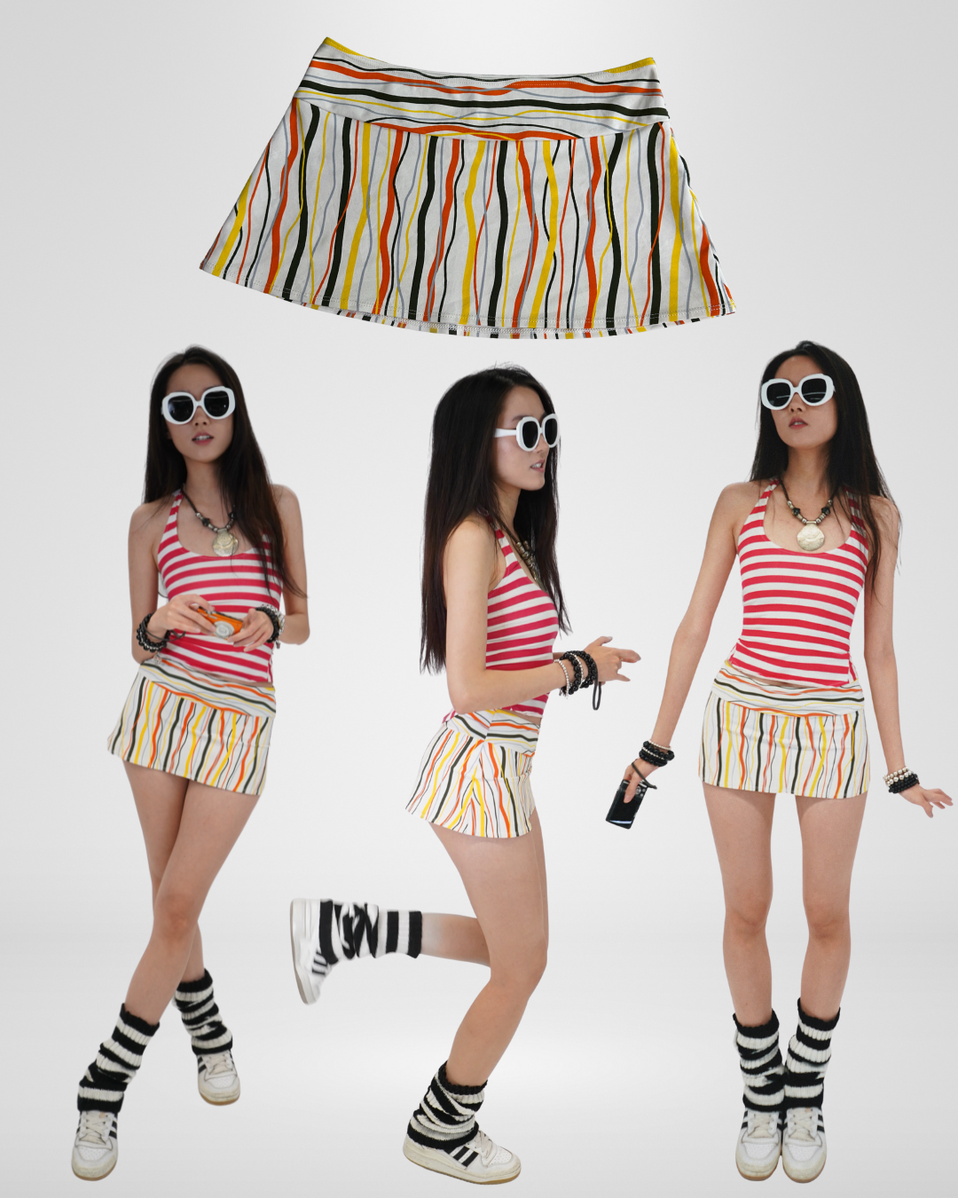 Vintage 2000s Striped mini skirt low rise