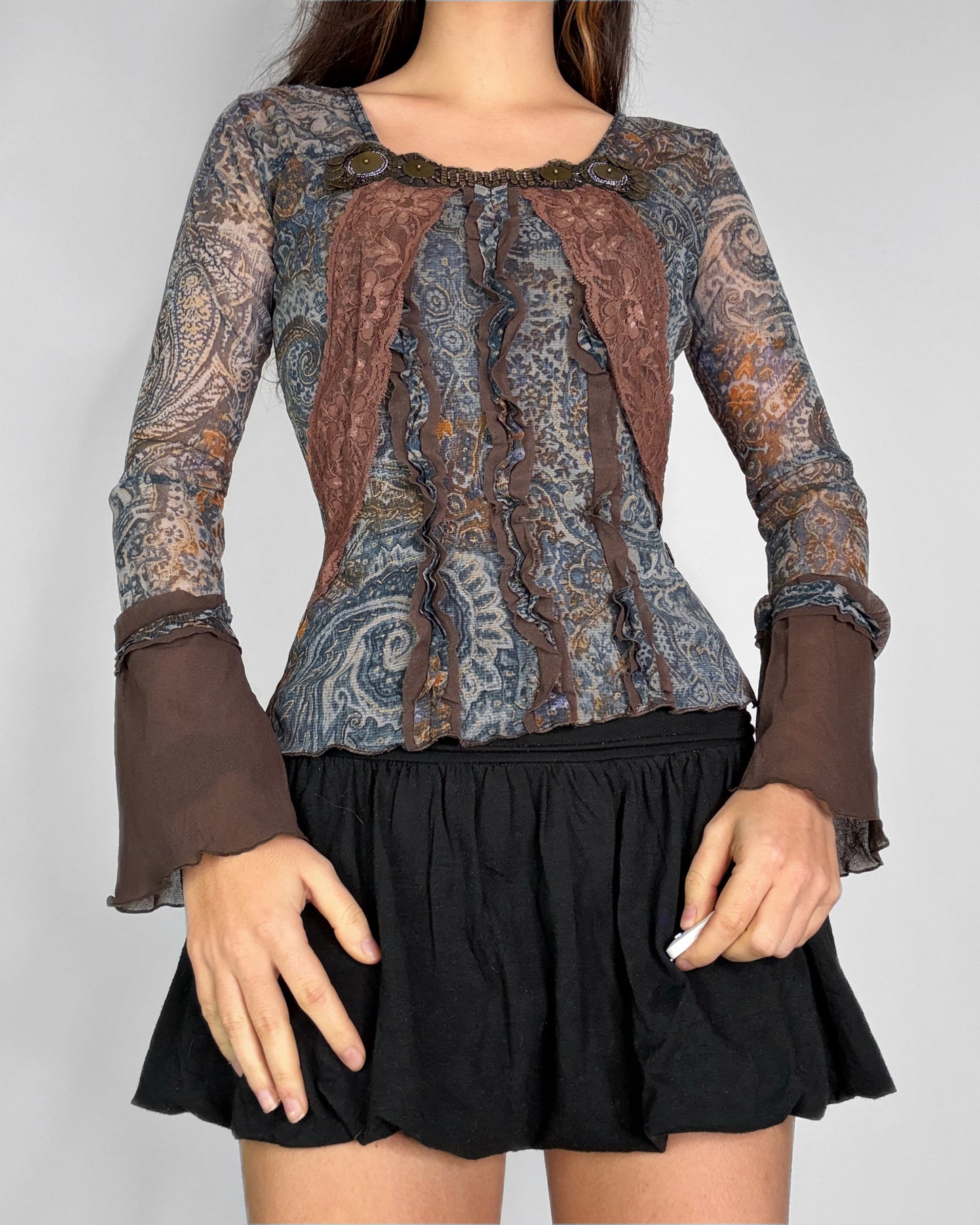 Vintage boho long sleeve top