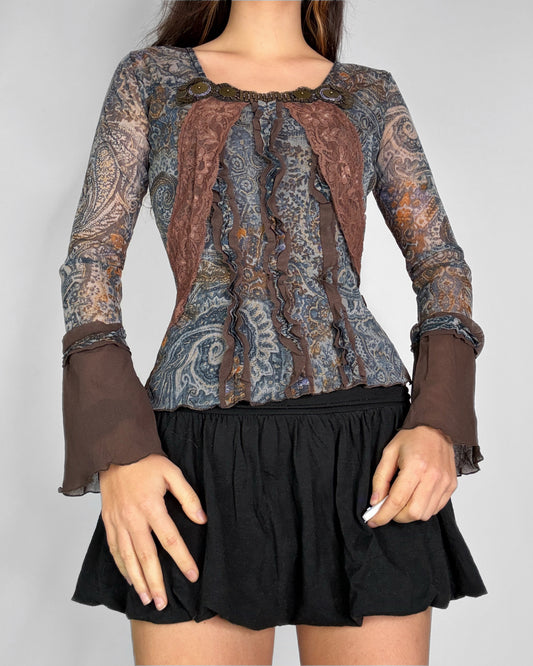 Vintage boho long sleeve top