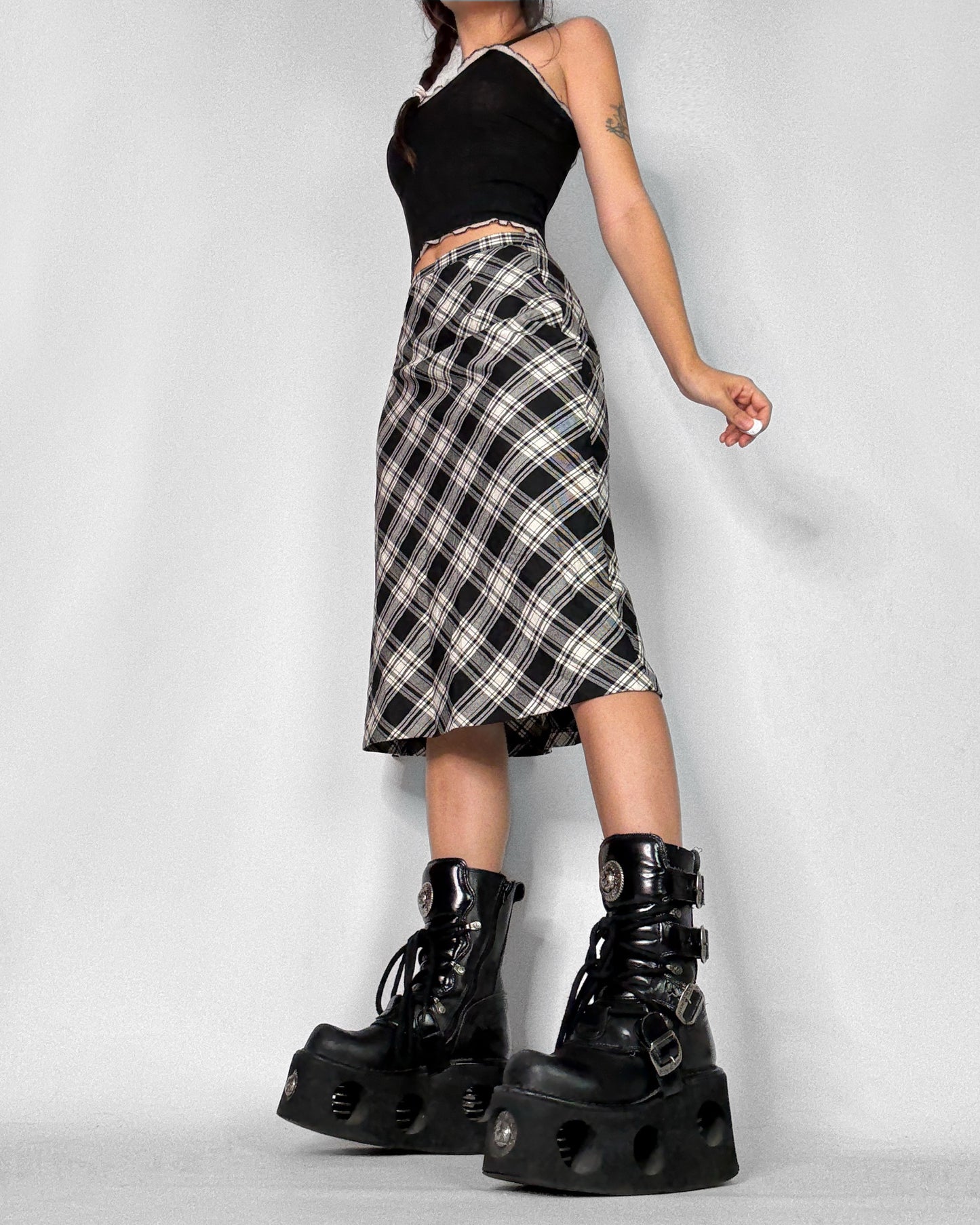 Vintage plaid midi skirt