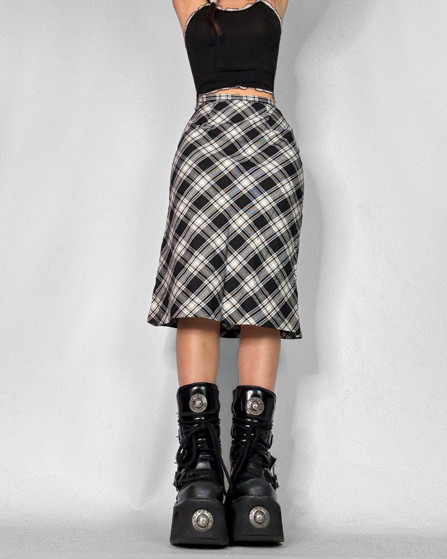 Vintage plaid midi skirt