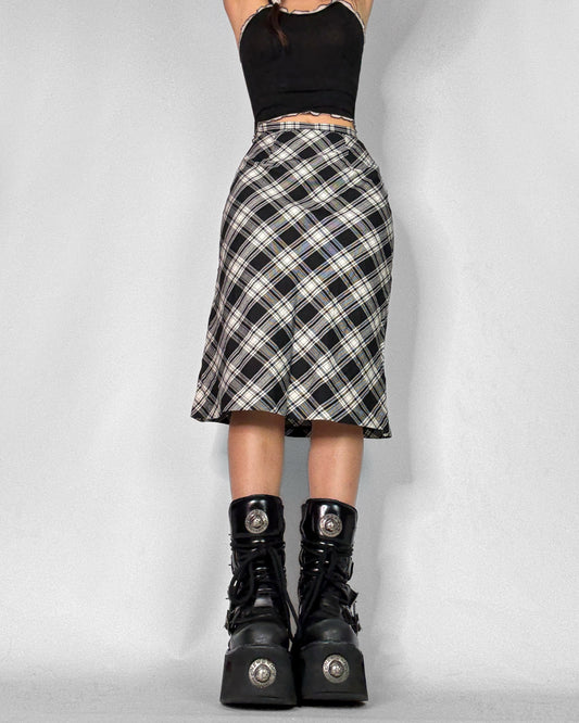 Vintage plaid midi skirt