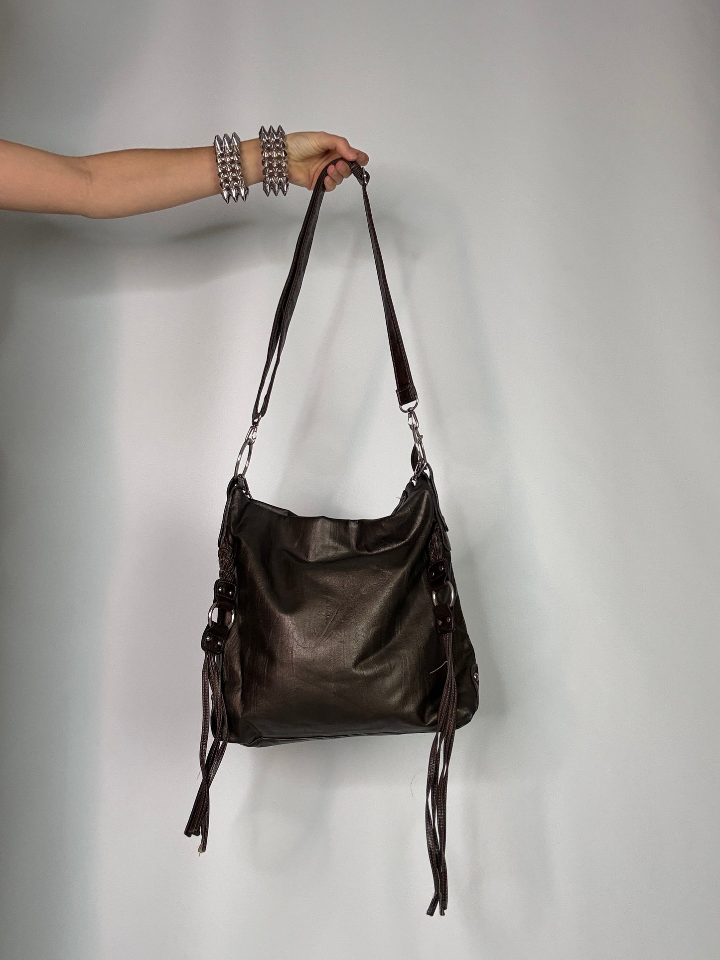 Y2K boho vintage leather bag