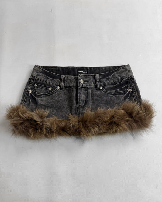 Reworked furry mini skirt