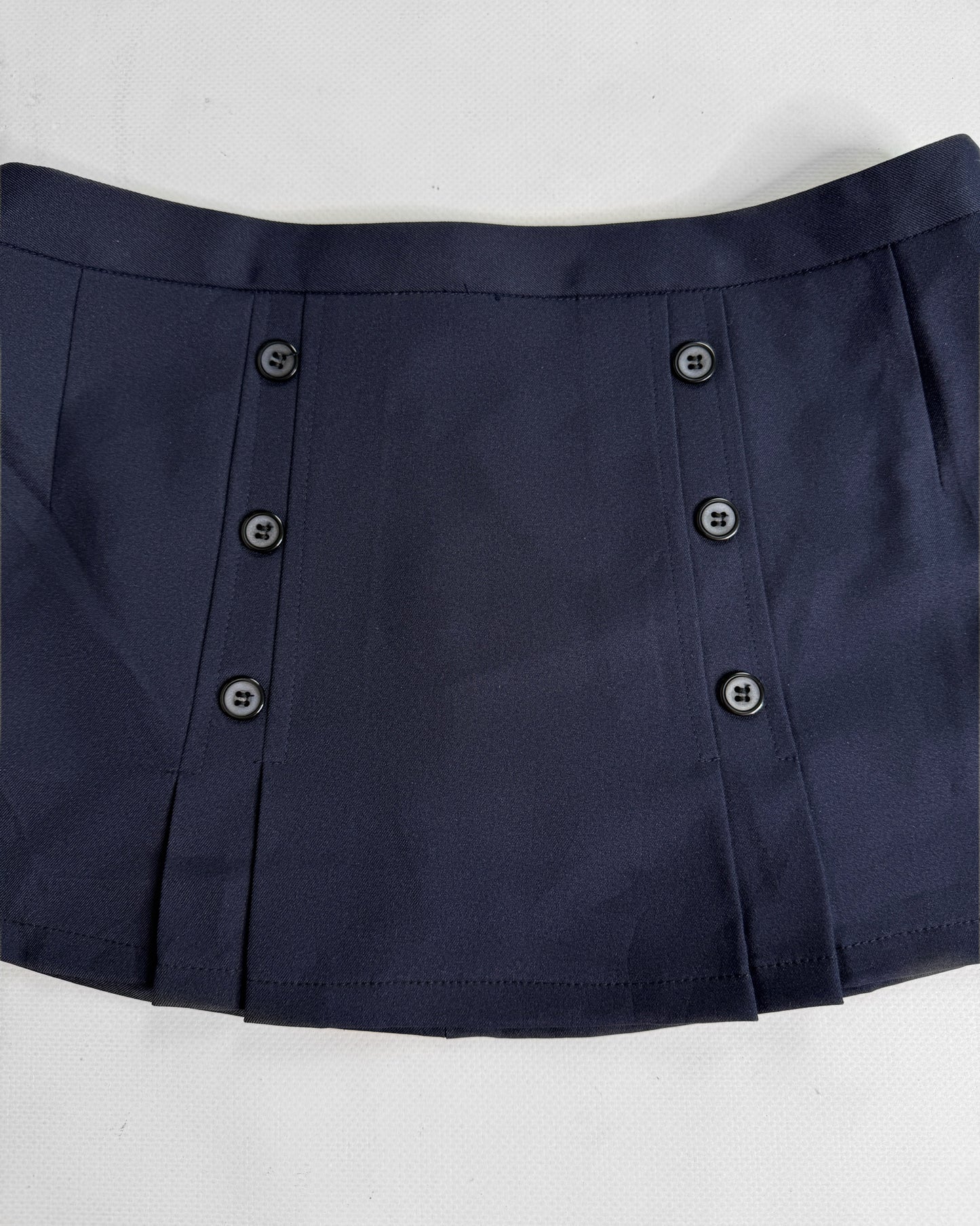 Navy office siren mini skirt button details