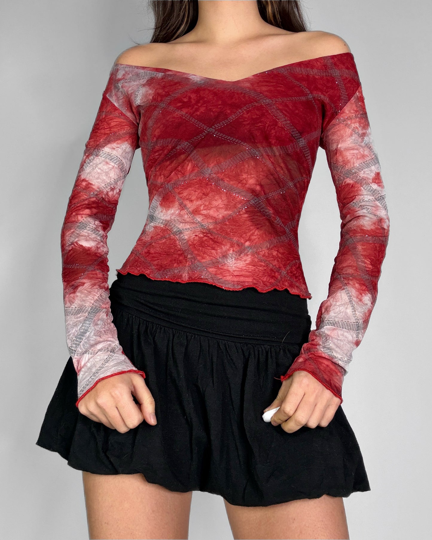 Vintage mesh long sleeve top