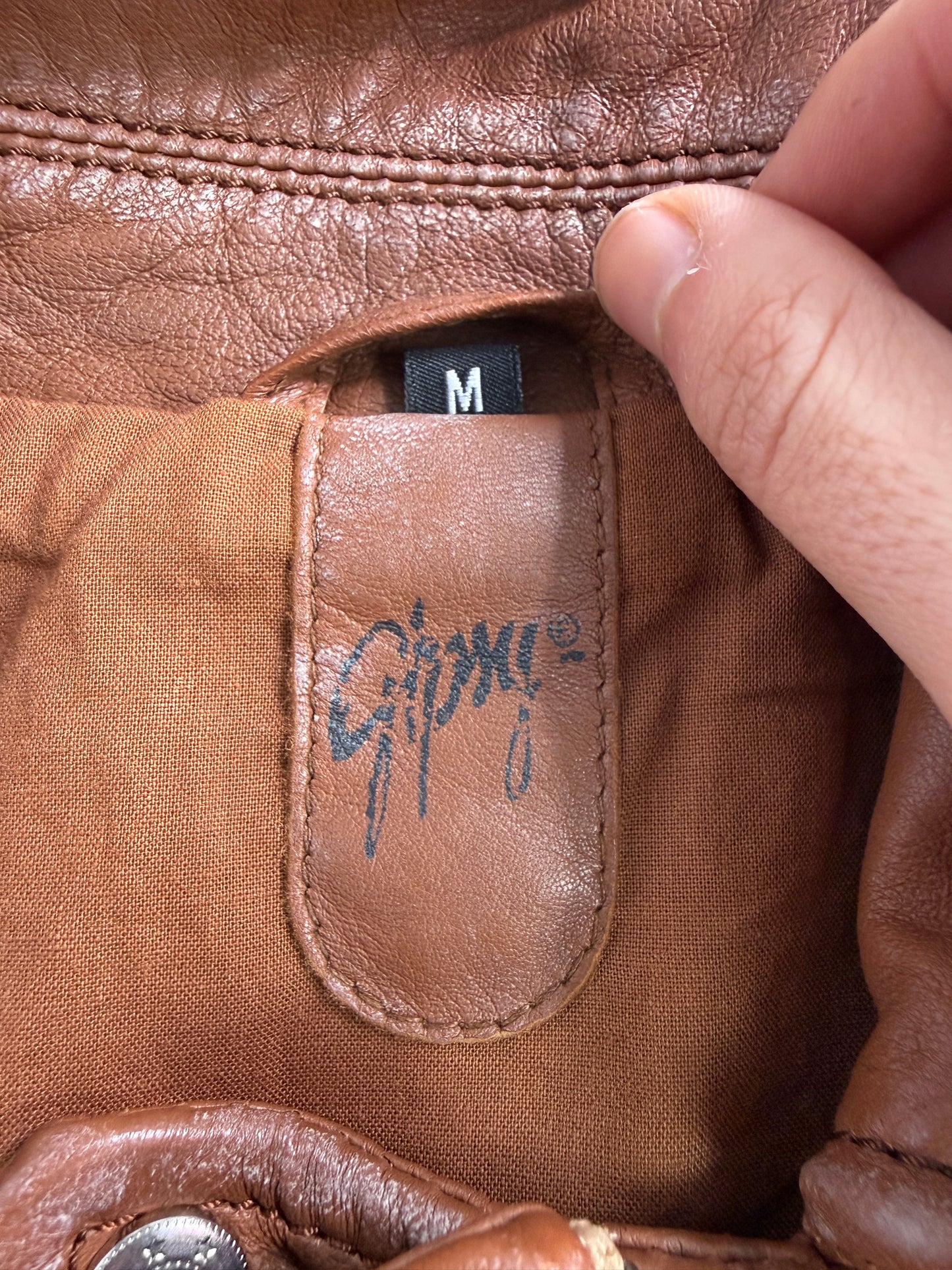 Vintage brown leather biker