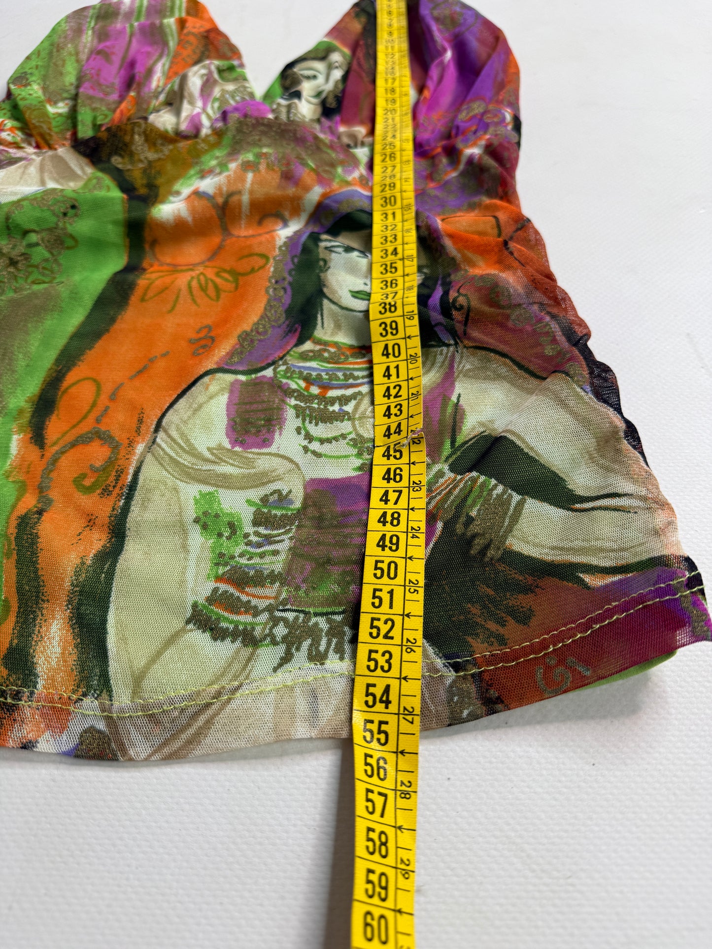 2000s graphic mesh halter top