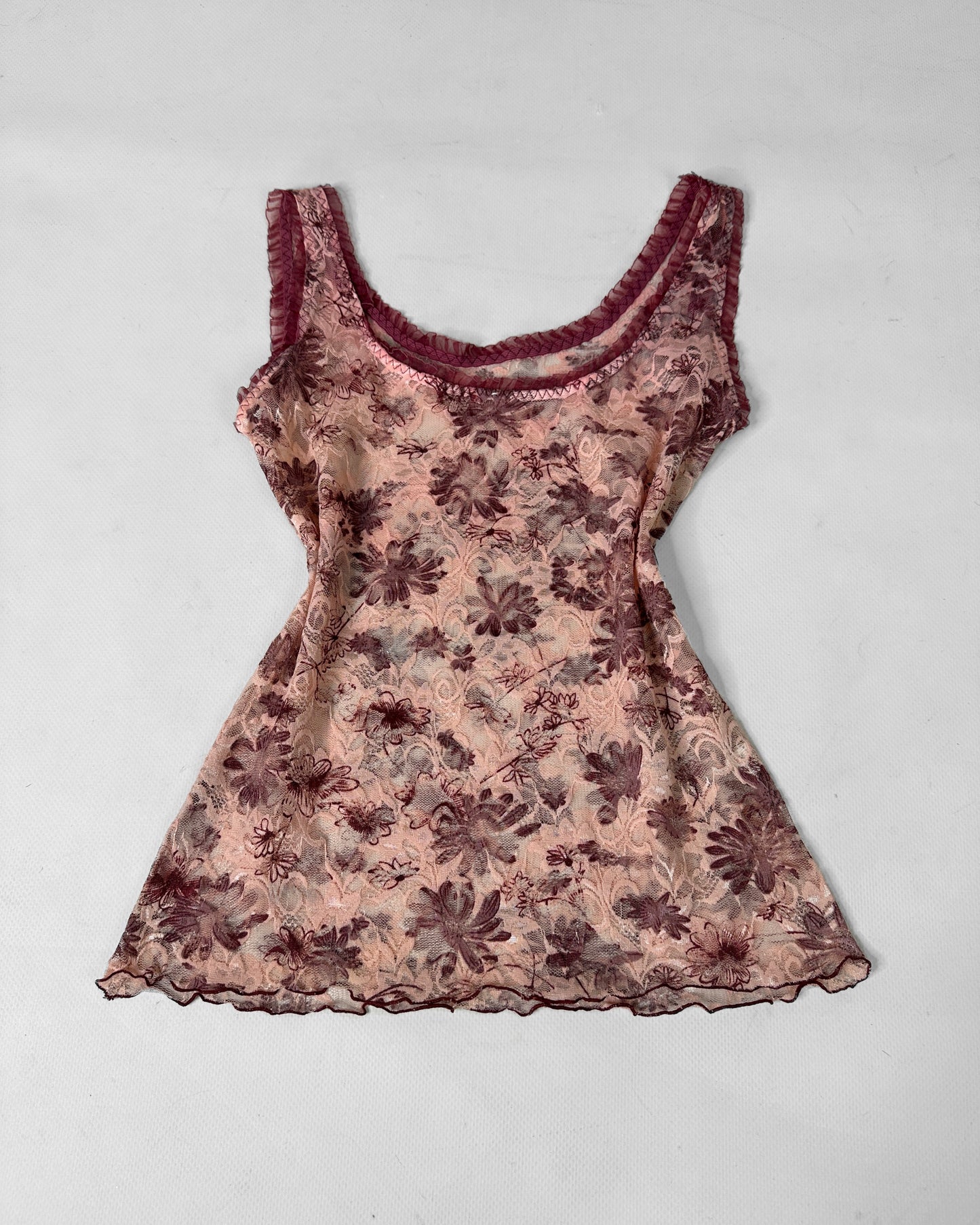 Vintage 2000s coquette floral lace top
