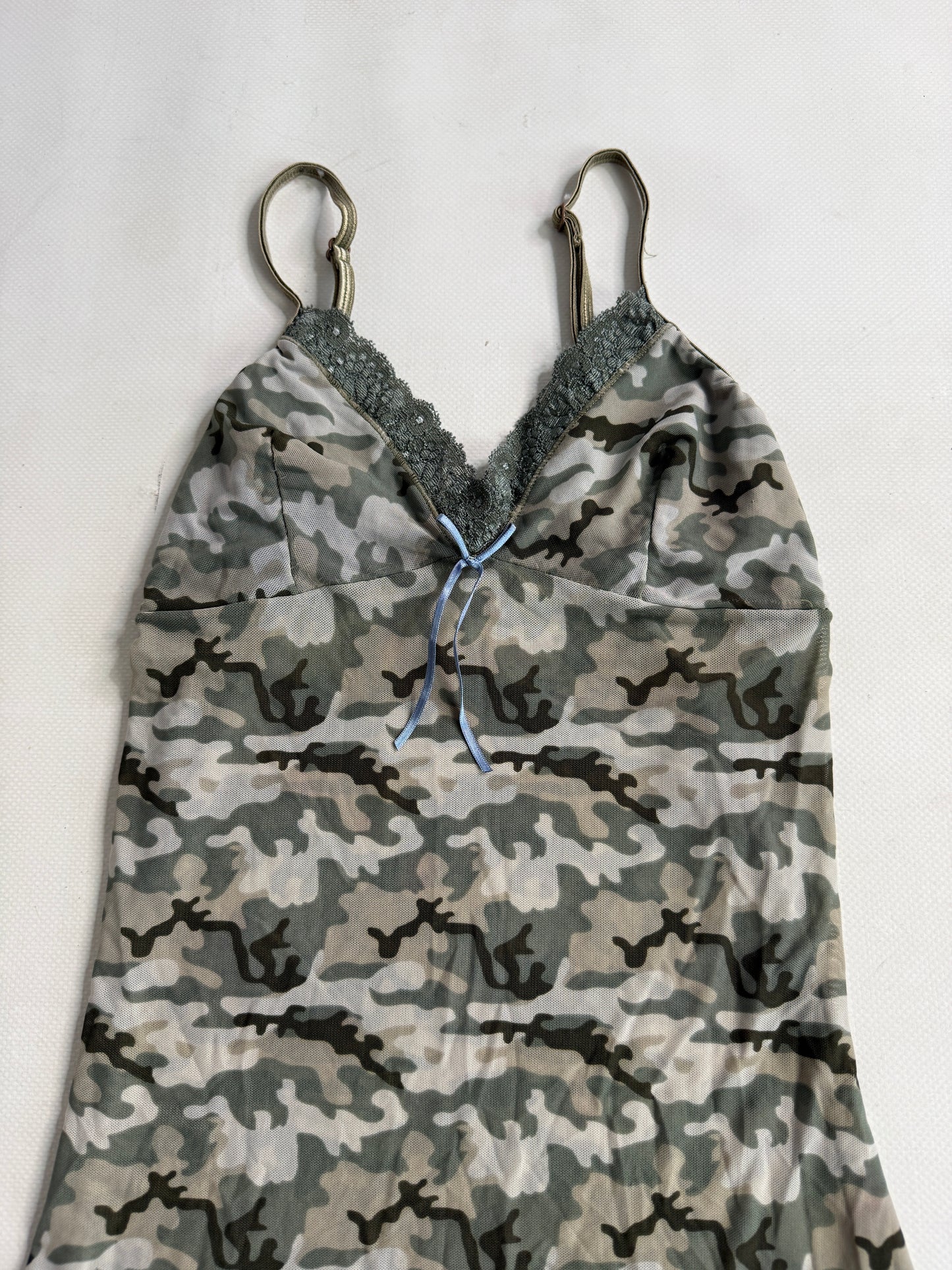 2000s camo print mini dress
