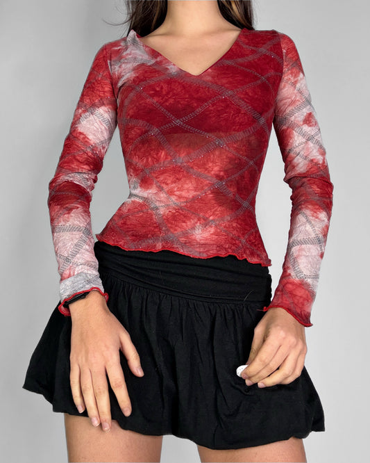 Vintage mesh long sleeve top