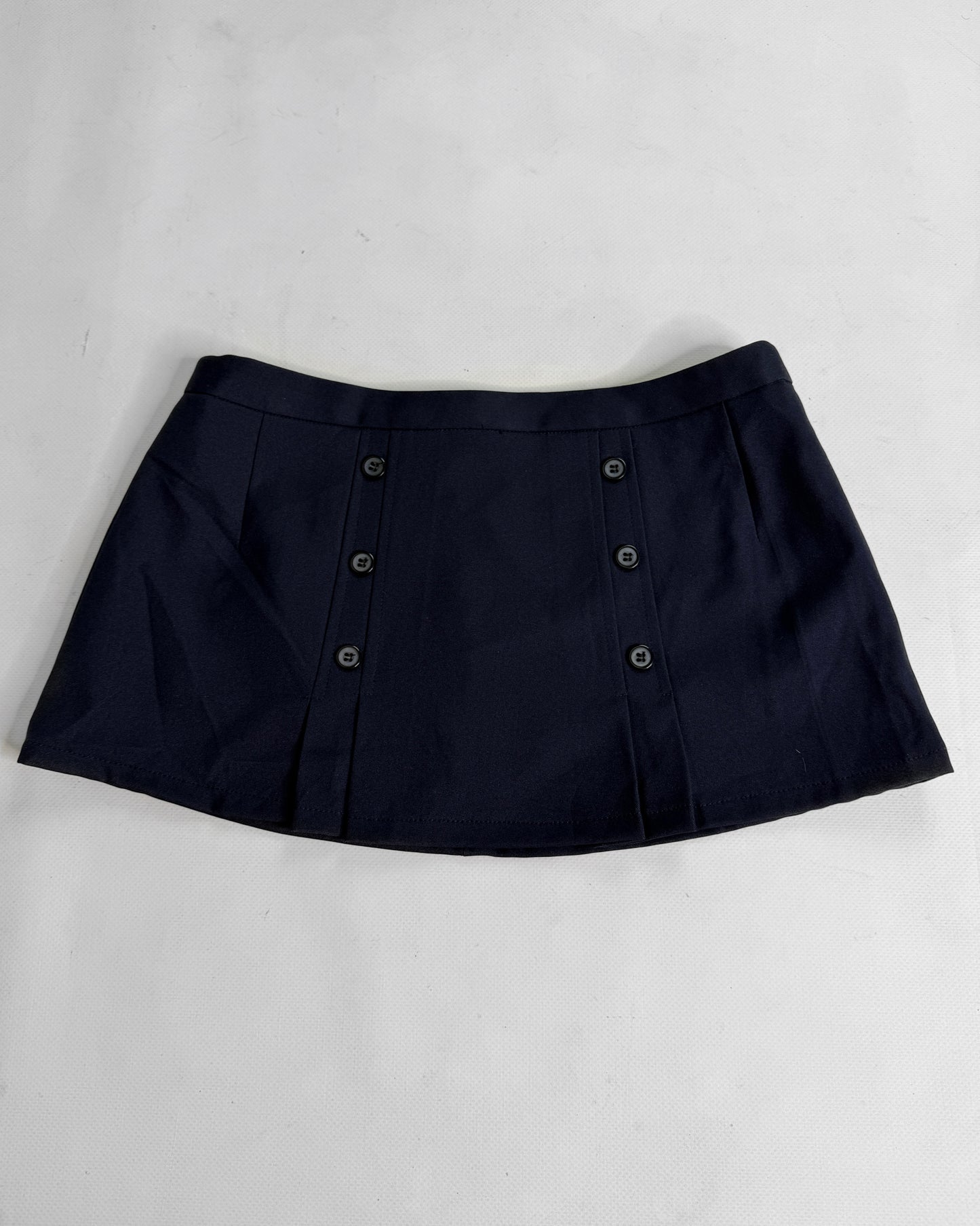 Navy office siren mini skirt button details