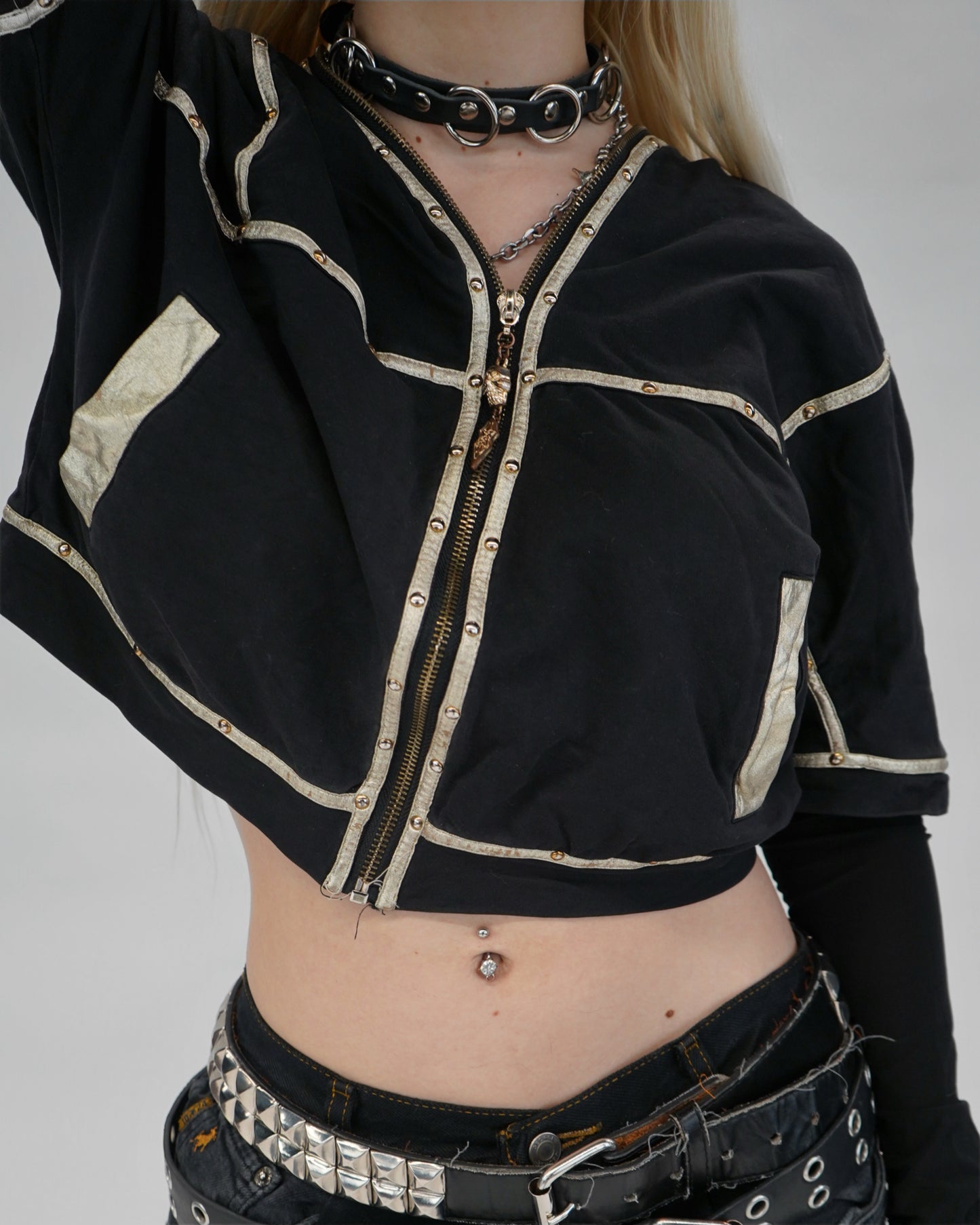 Y2K cyber grunge zip up hoodie