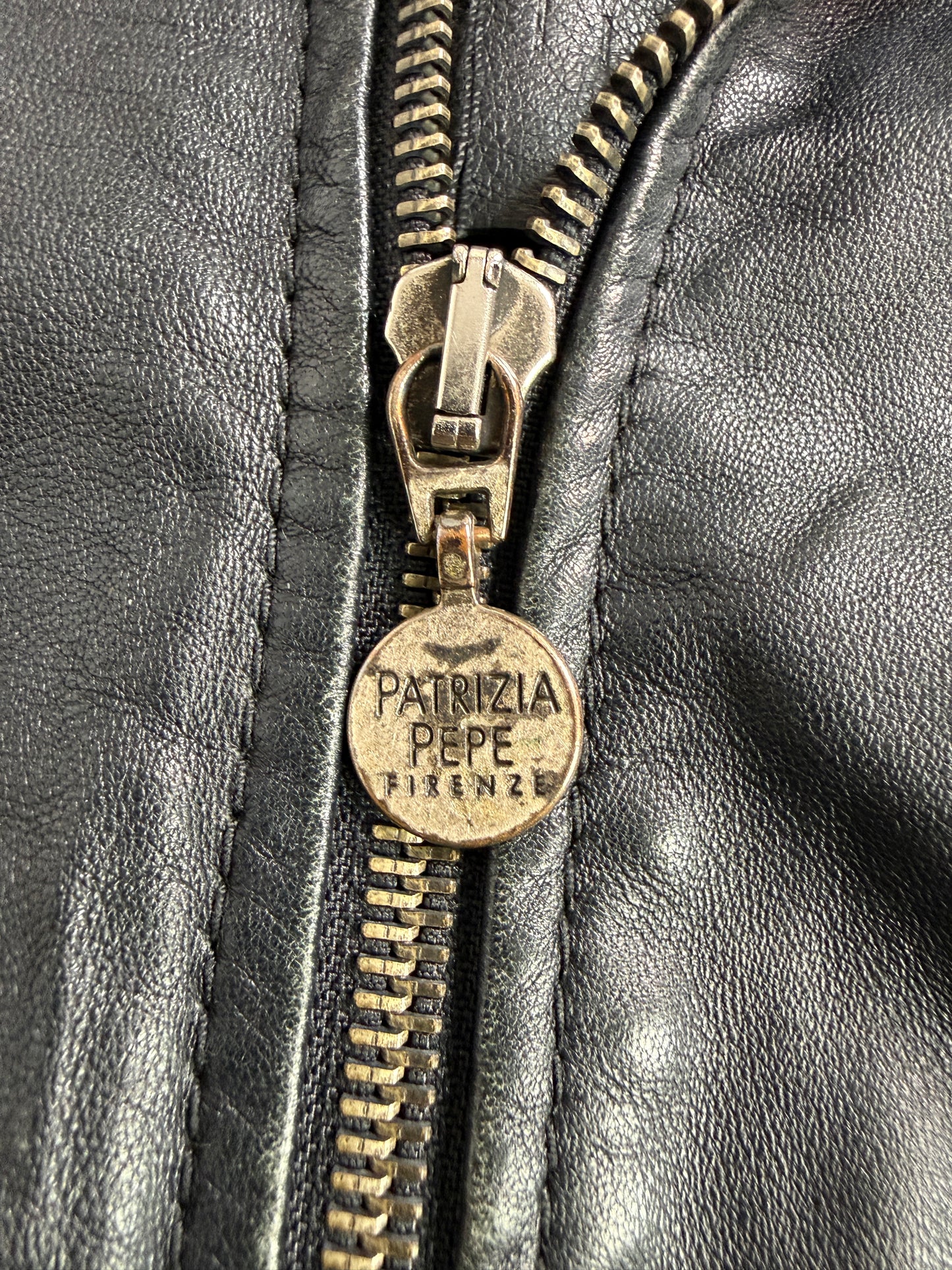 Vintage black leather biker