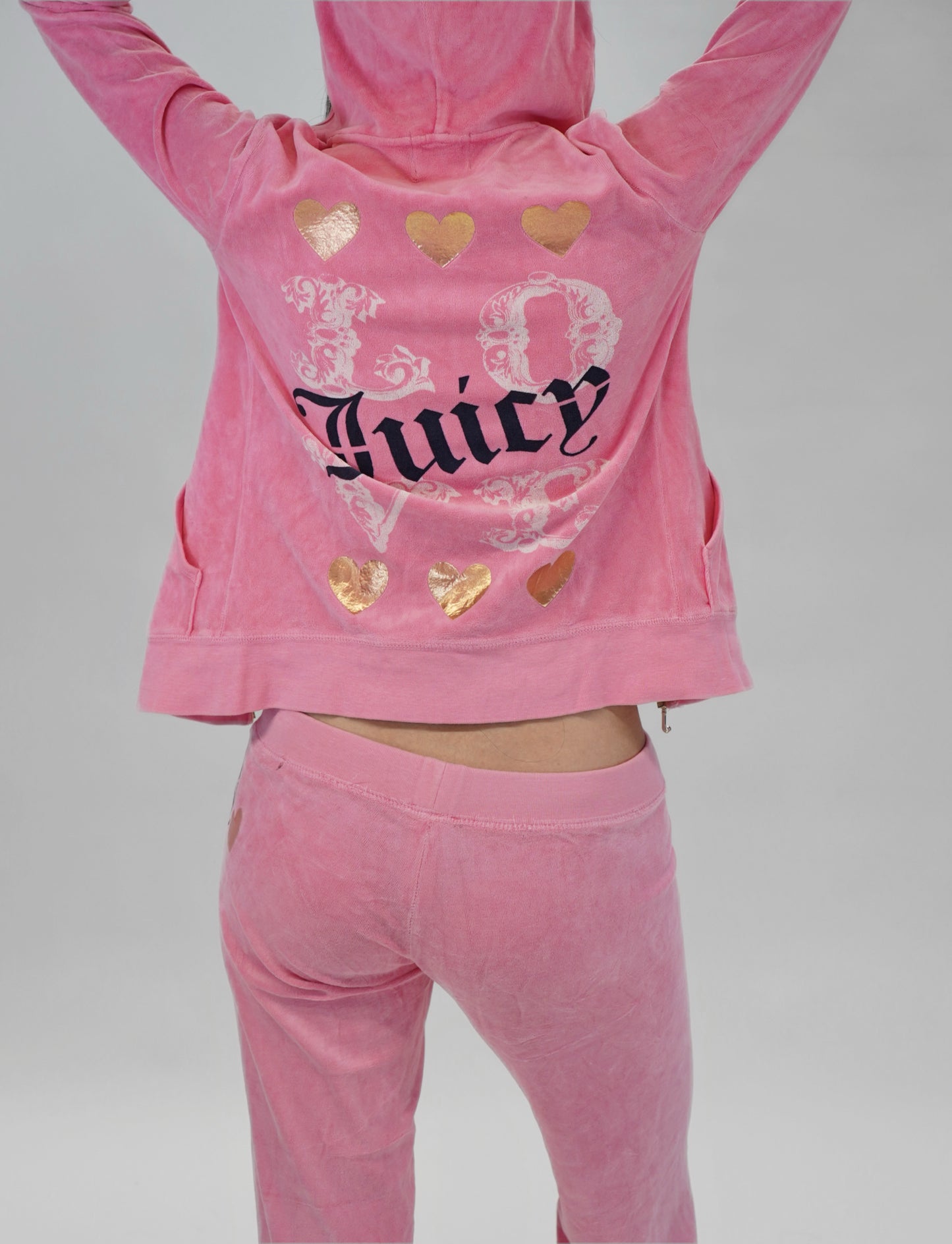 Black Juicy Couture 2000s Pink Velour Tracksuit