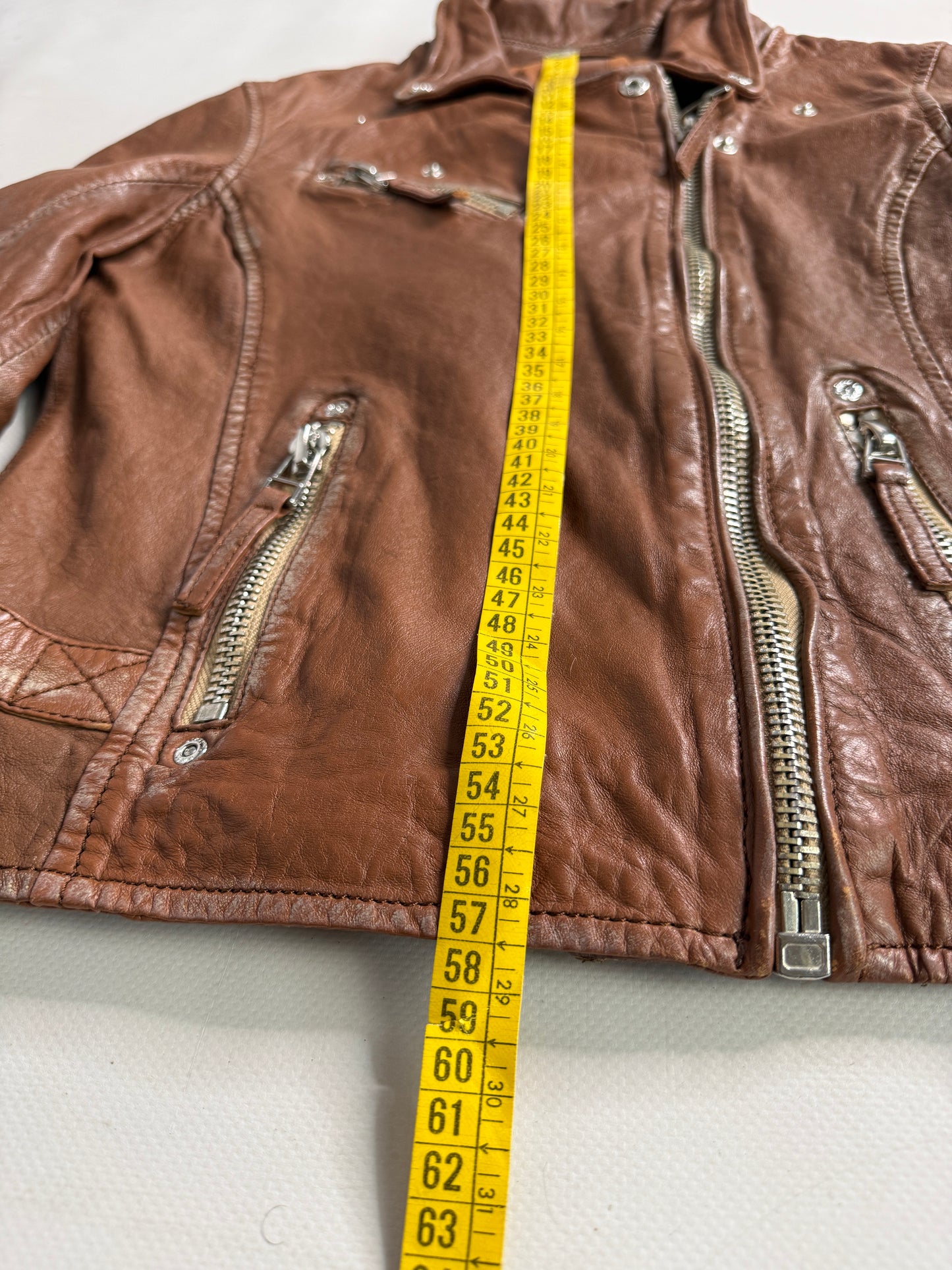 Vintage brown leather biker