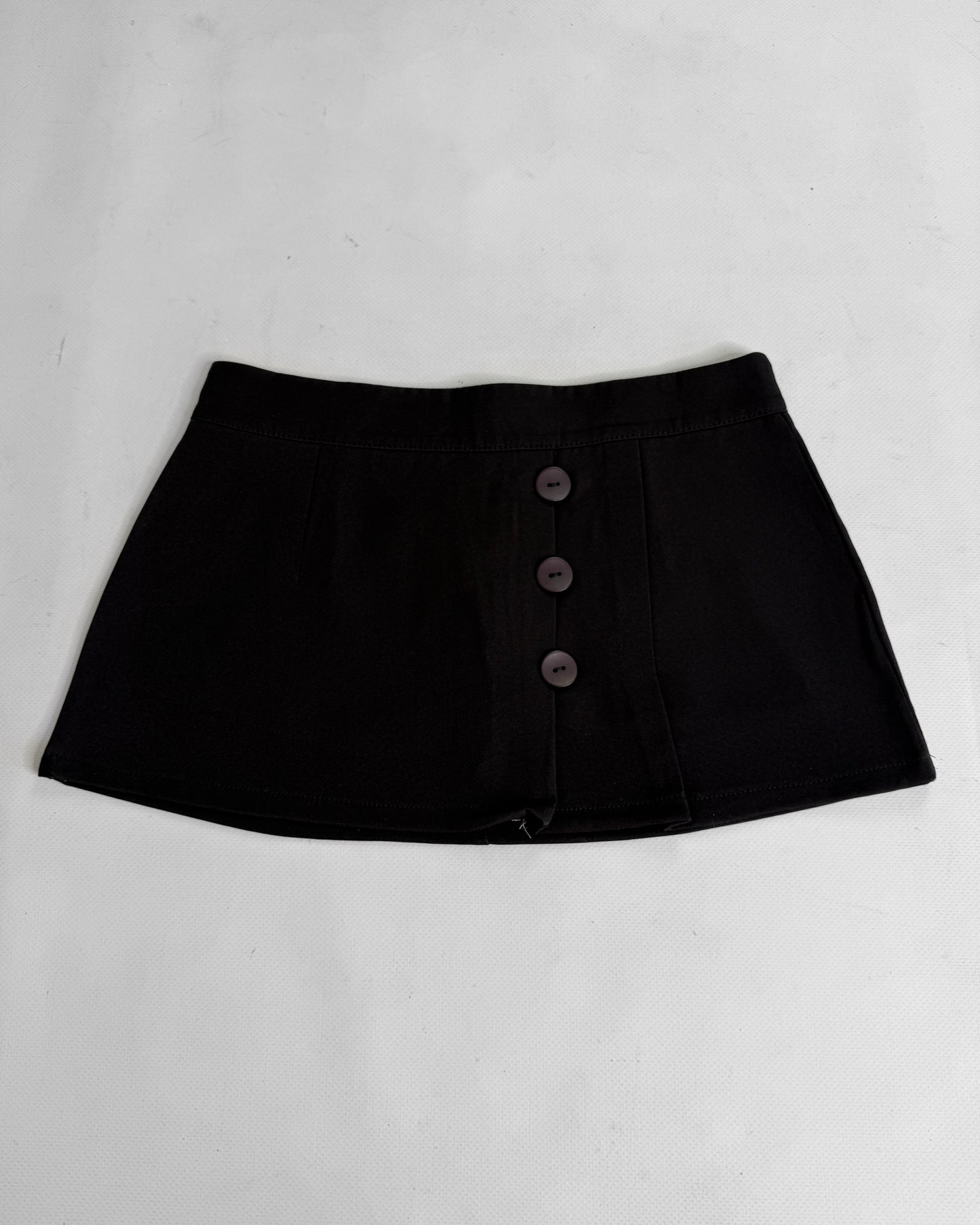 office siren black mini low rise skirt buttons