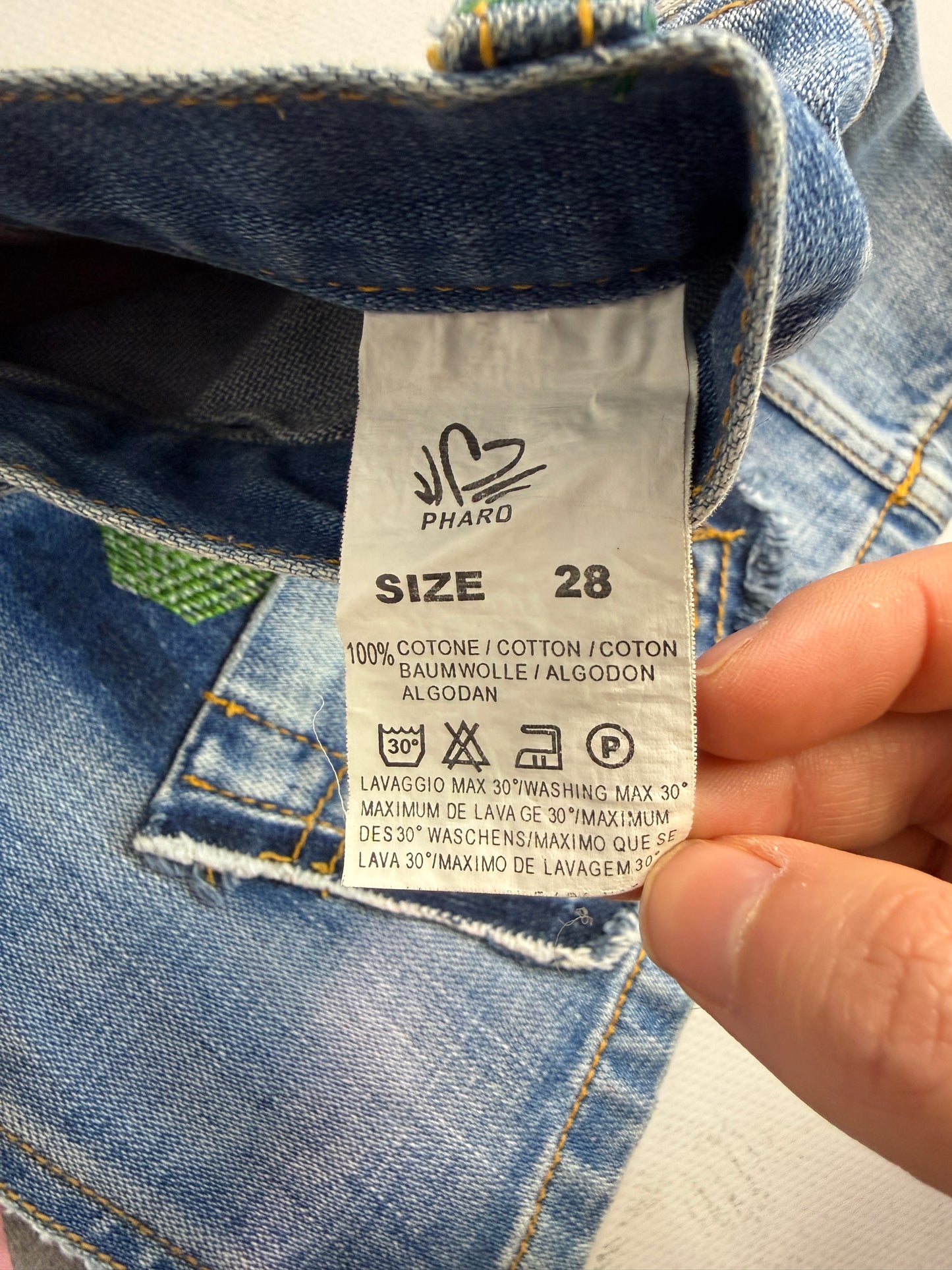 2000s graphic denim mini skirt