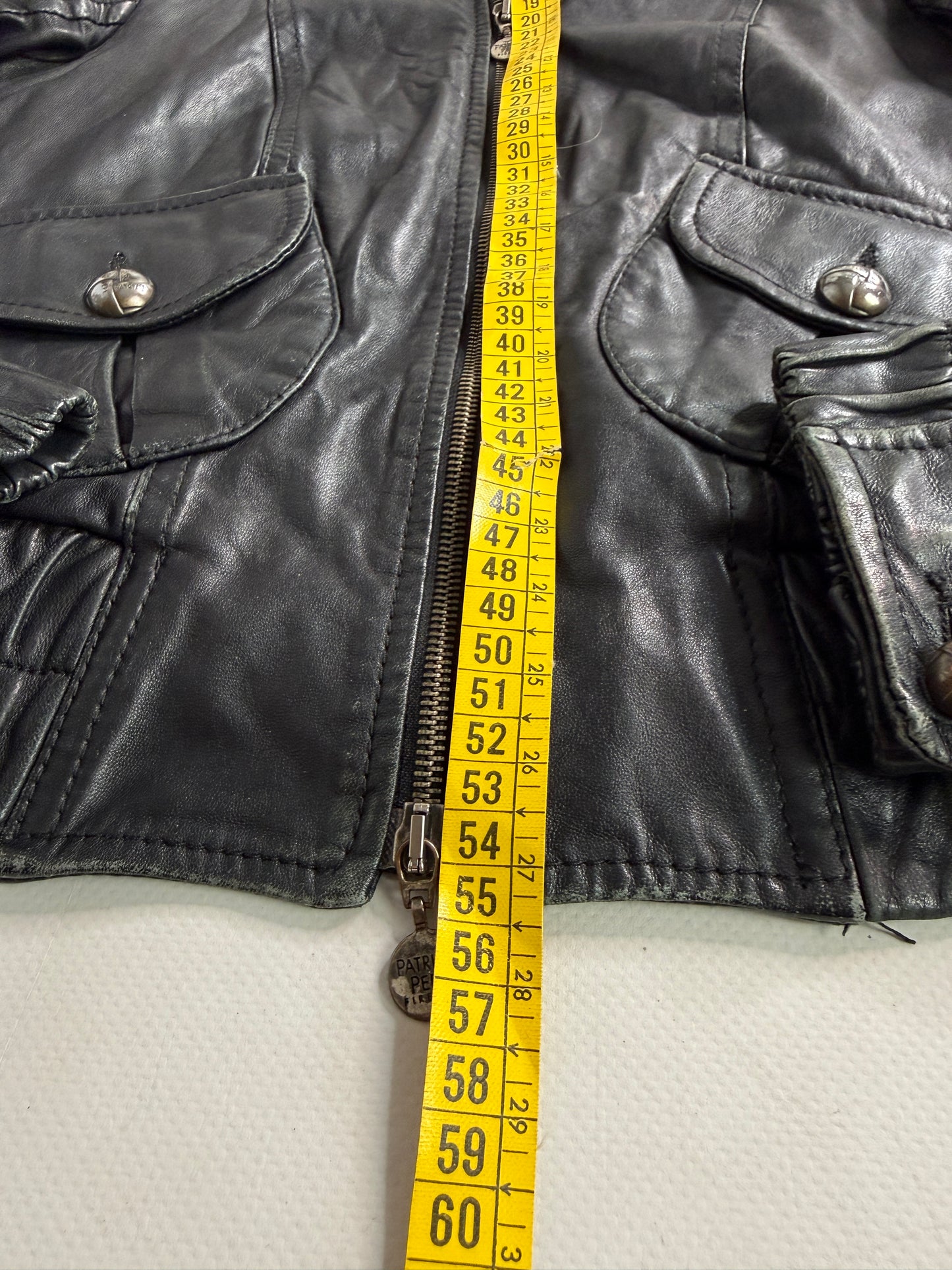 Vintage black leather biker
