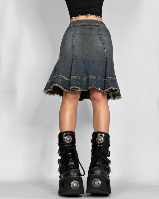 Vintage denim midi skirt