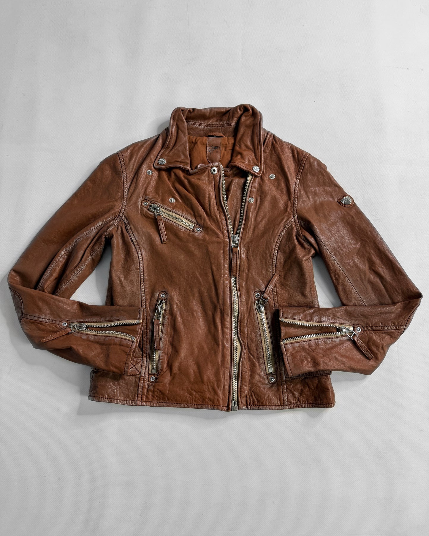 Vintage brown leather biker