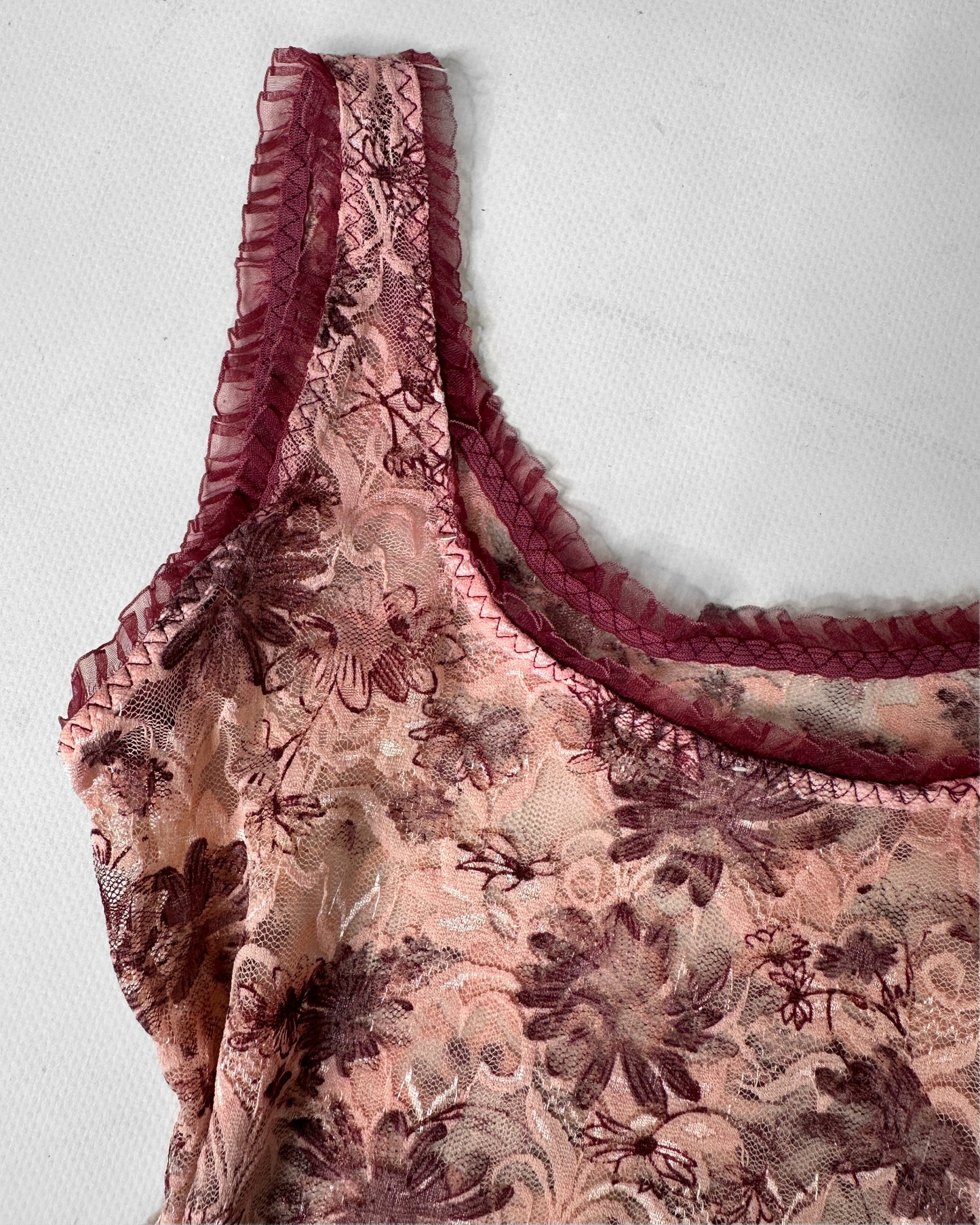 Vintage 2000s coquette floral lace top