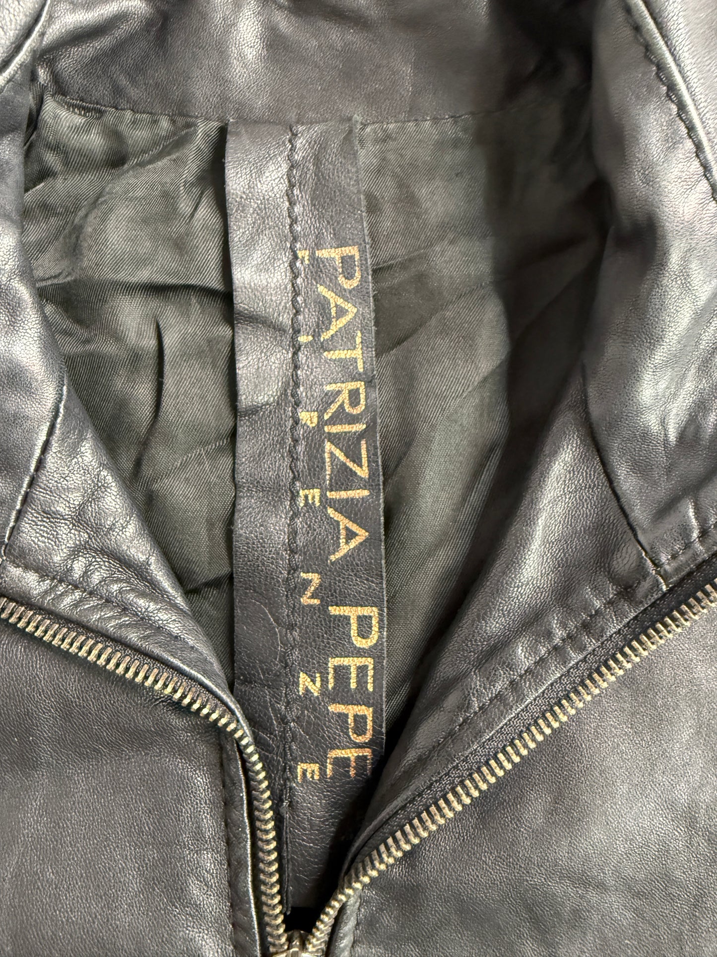 Vintage black leather biker