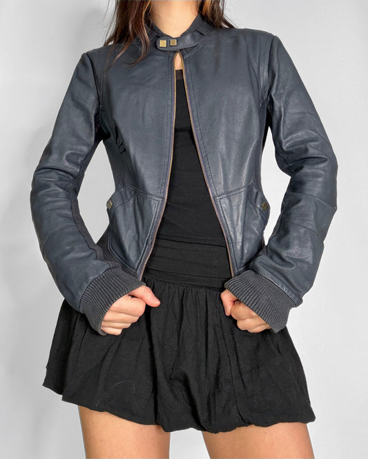 Vintage navy leather biker