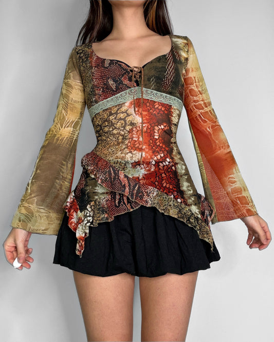 Vintage boho long sleeve top