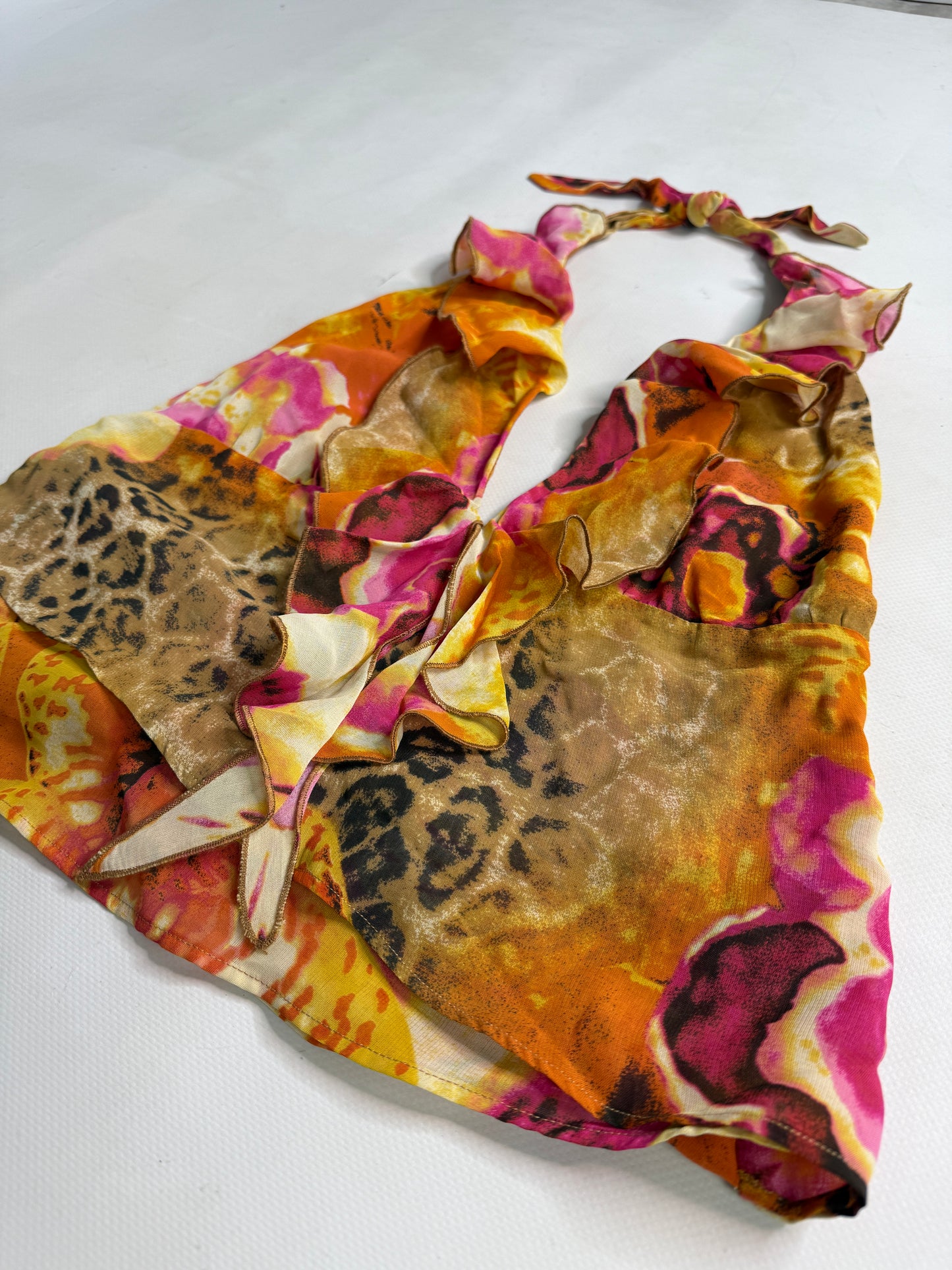 2000s graphic backless top