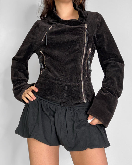 2000s brown corduroy Biker