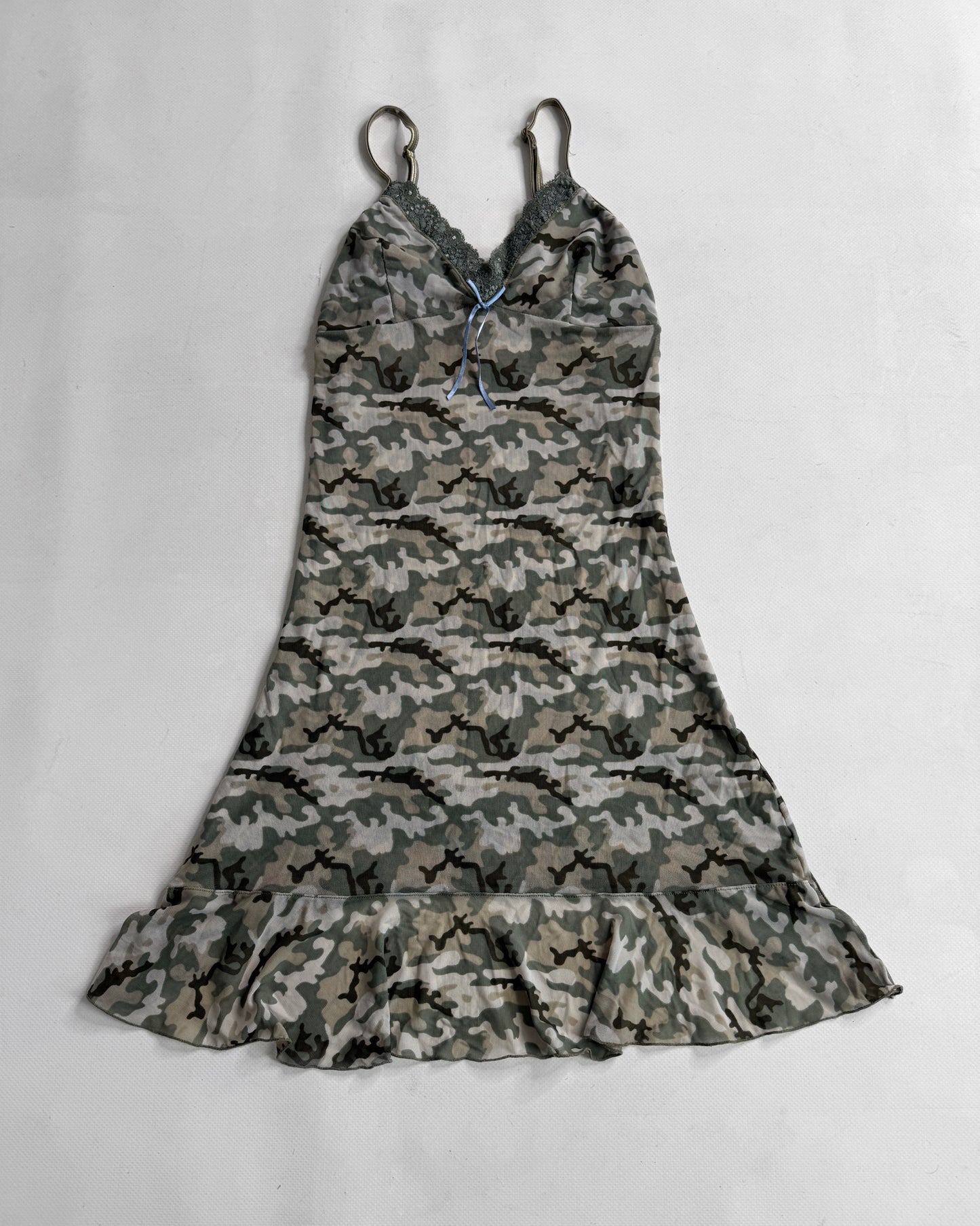 2000s camo print mini dress