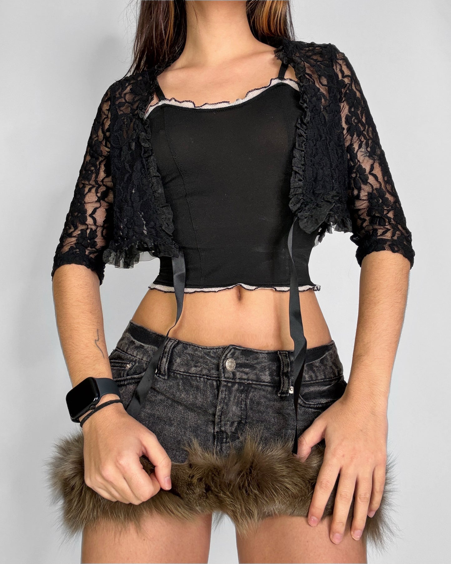 Vintage black lace bolero
