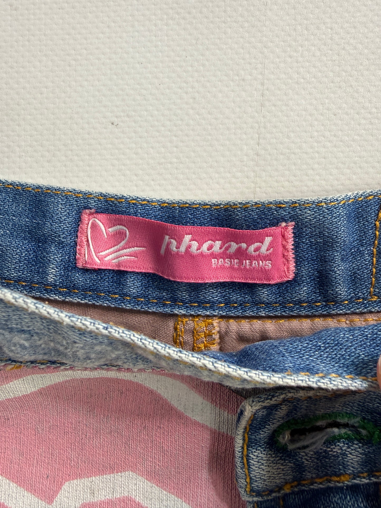 2000s graphic denim mini skirt