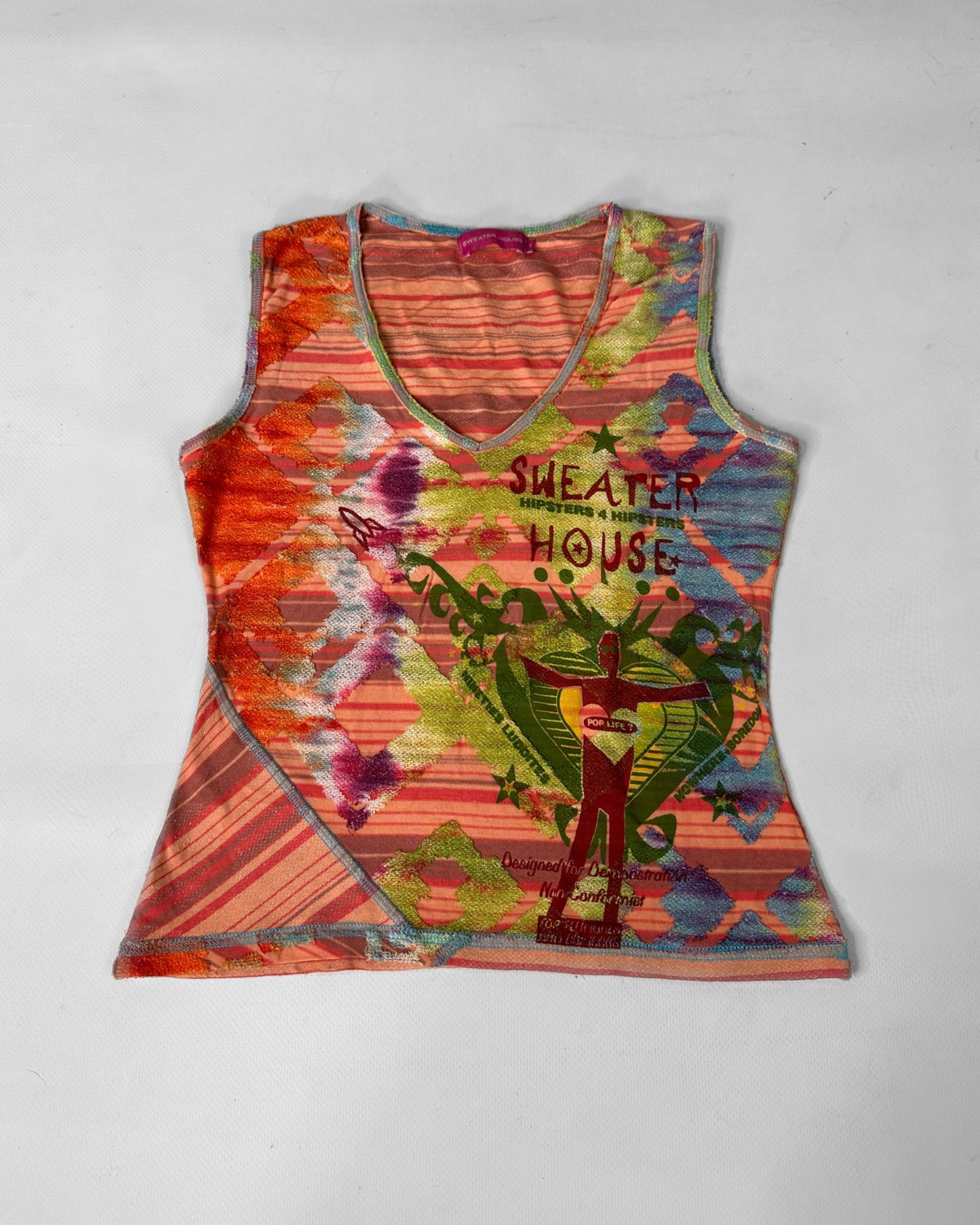 Vintage 2000s funky graphic top