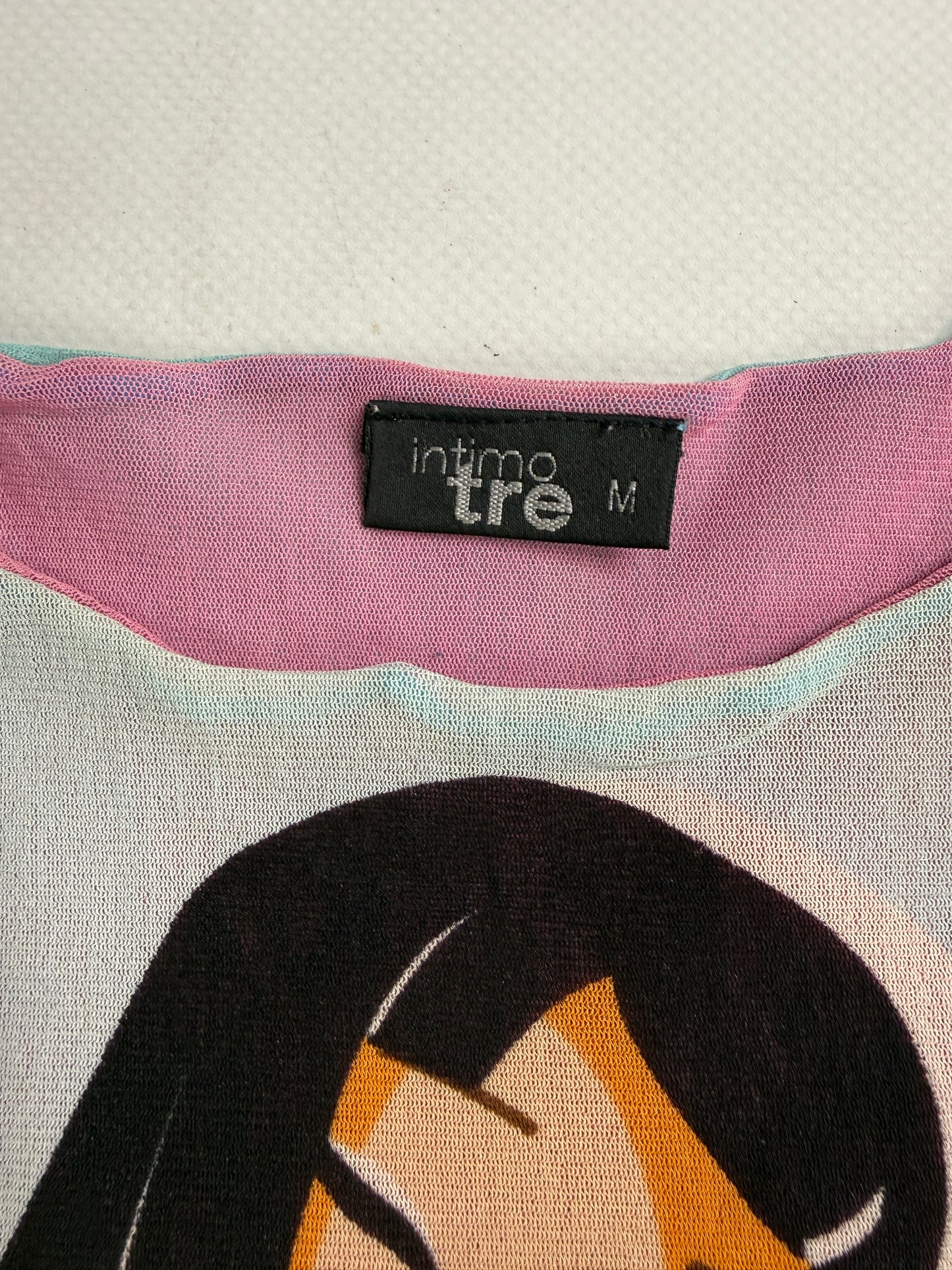 Vintage graphic mesh top