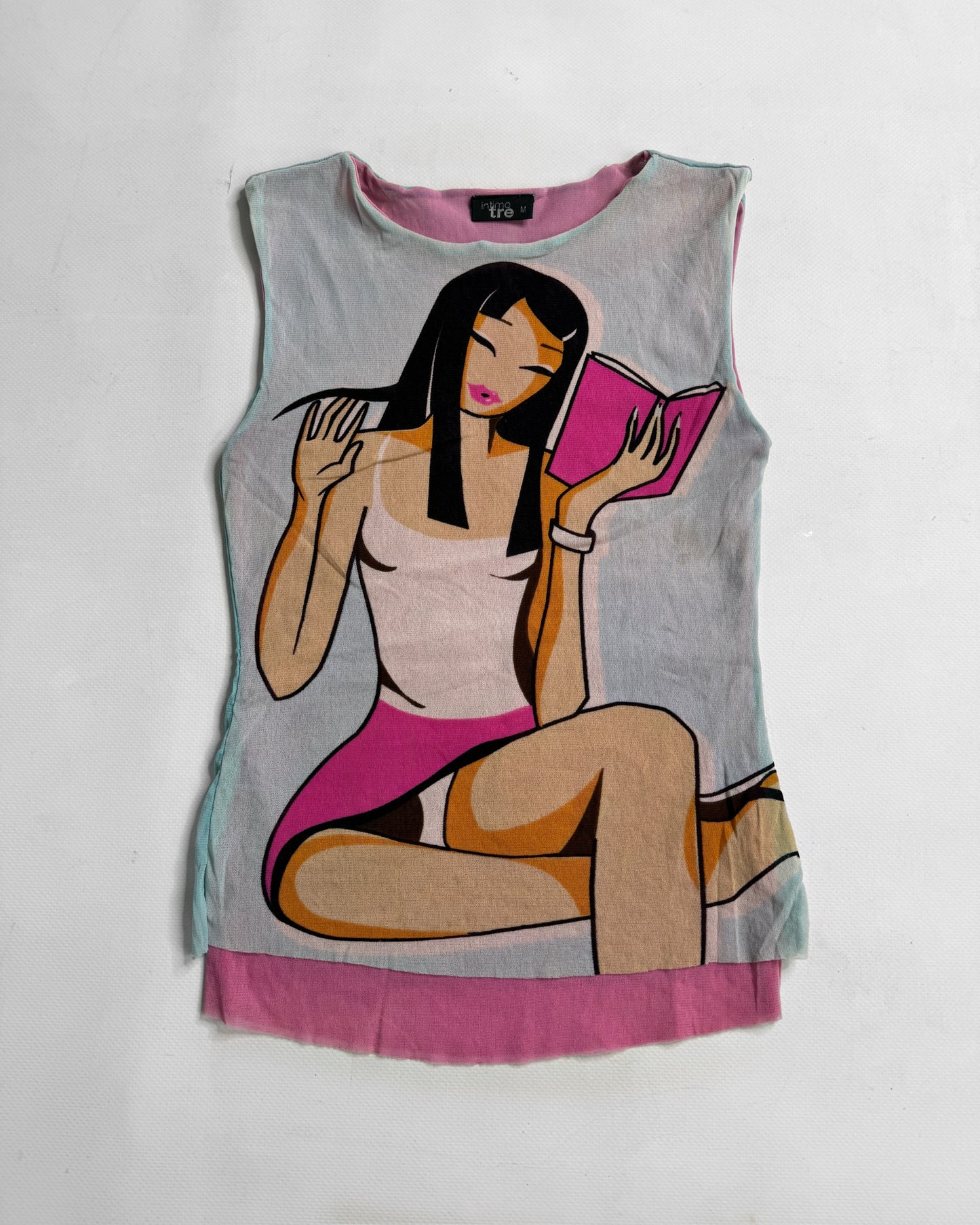 Vintage graphic mesh top