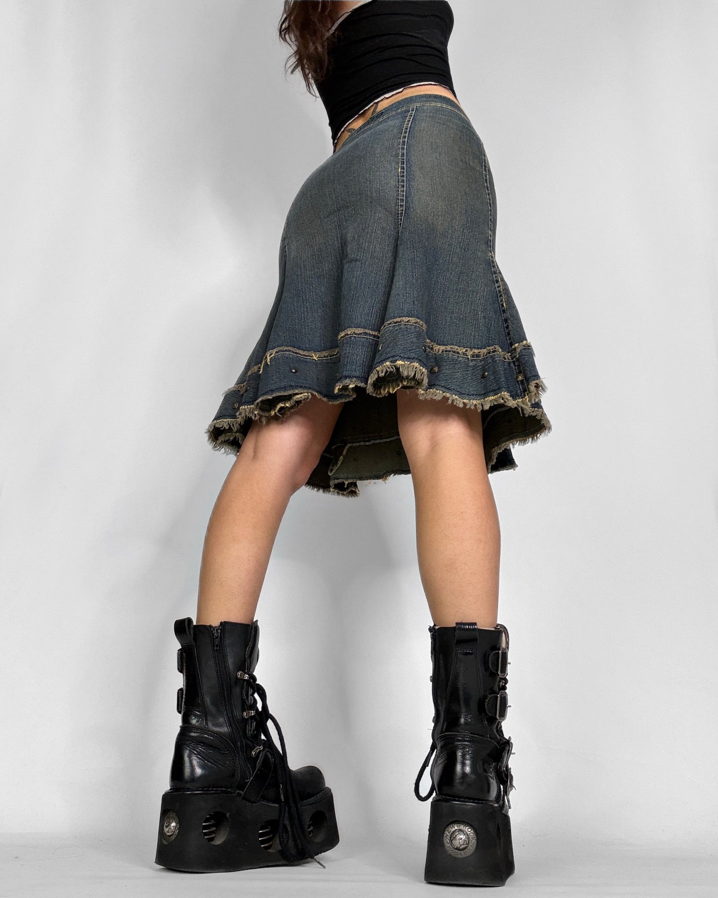 Vintage denim midi skirt