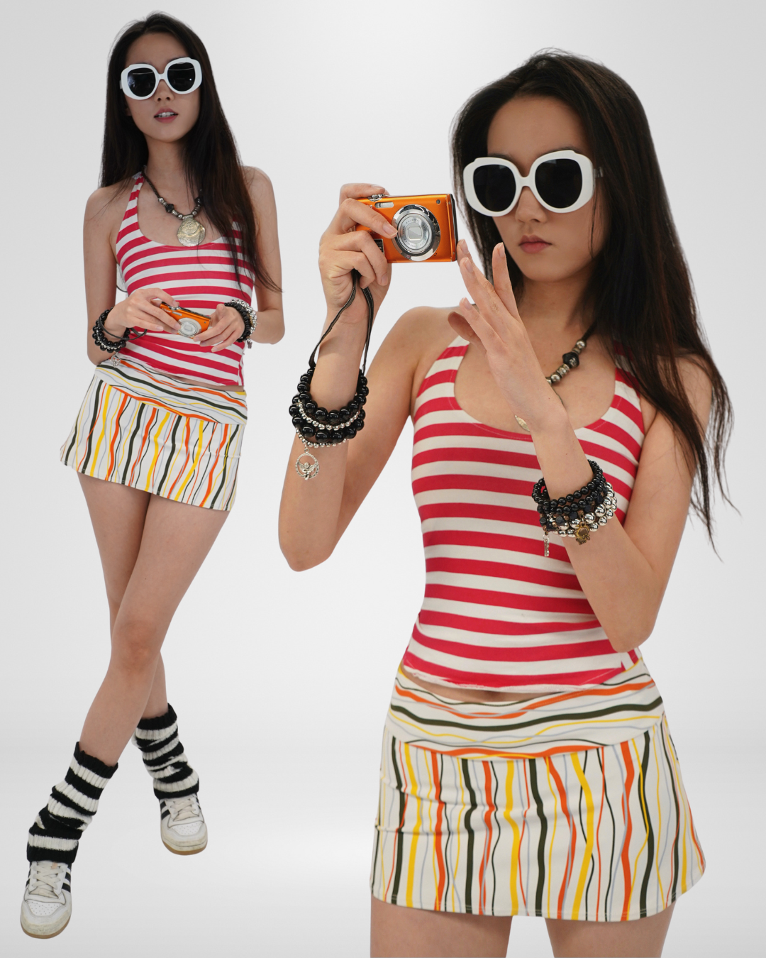 Vintage 2000s Striped halter top nautical style
